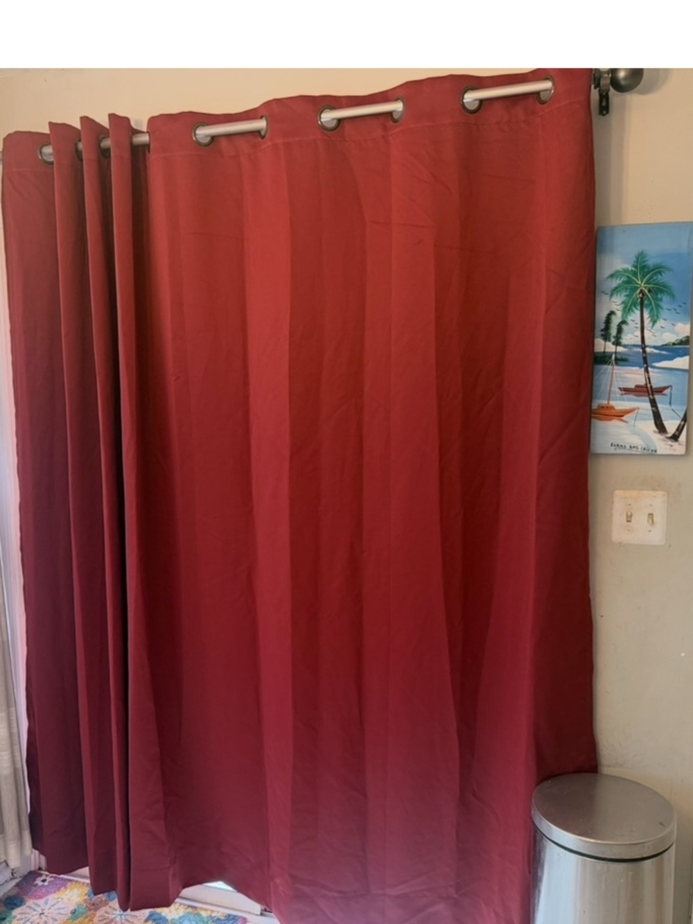 100 % blackout drape. 1 panel 100”W x 84”. Large window/ patio. Burgundy.